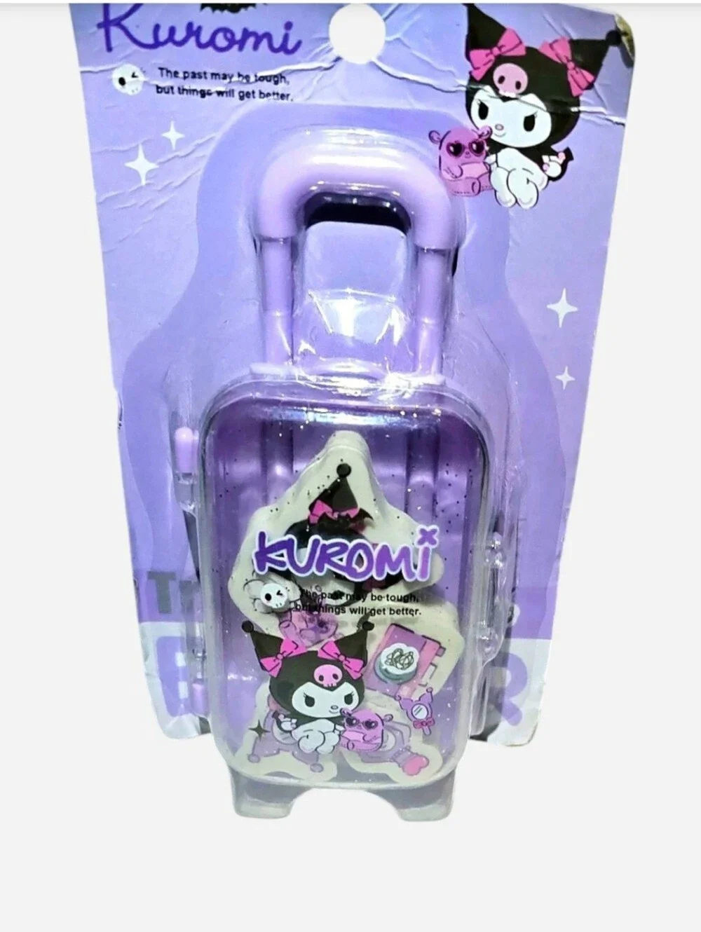 Sanrio Kuromi Mini Rolling Suitcase Eraser Set NIB RARE